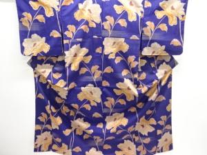 大正ロマン　枝花模様織出し銘仙着物